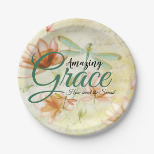 Assiettes En Carton Amazing Grace Fleurs et libellule