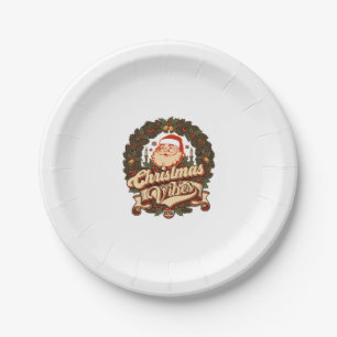 Assiettes En Carton Ambiance de Noël Couronne de Claus de Père Noël Cl