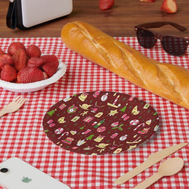 Assiettes En Carton Ambiance de Noël, design avec beaucoup de bonbons (Pique-nique)