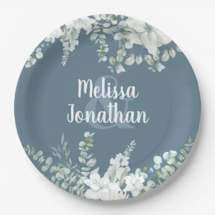 Assiettes En Carton Ambiance romantique aquarelle fleurie blanche fleu