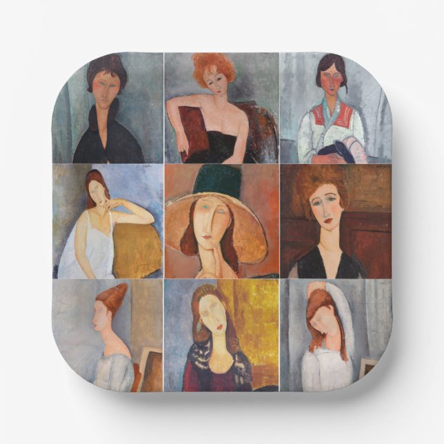 Assiettes En Carton Amedeo Modigliani - Collage de chefs-d'oeuvre (Recto)