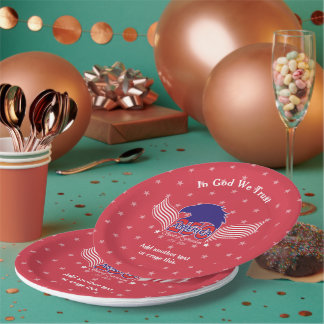 Assiettes En Carton America 250th-Spirit of Freedom-Red-Editable Text