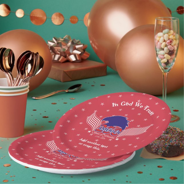 Assiettes En Carton America 250th-Spirit of Freedom-Red-Editable Text (Multi)
