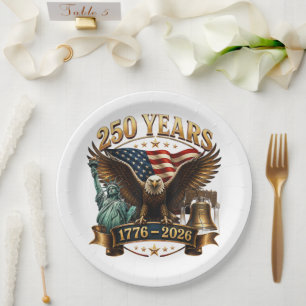 Assiettes En Carton Américain 250e anniversaire USA Patriotique 4 juil