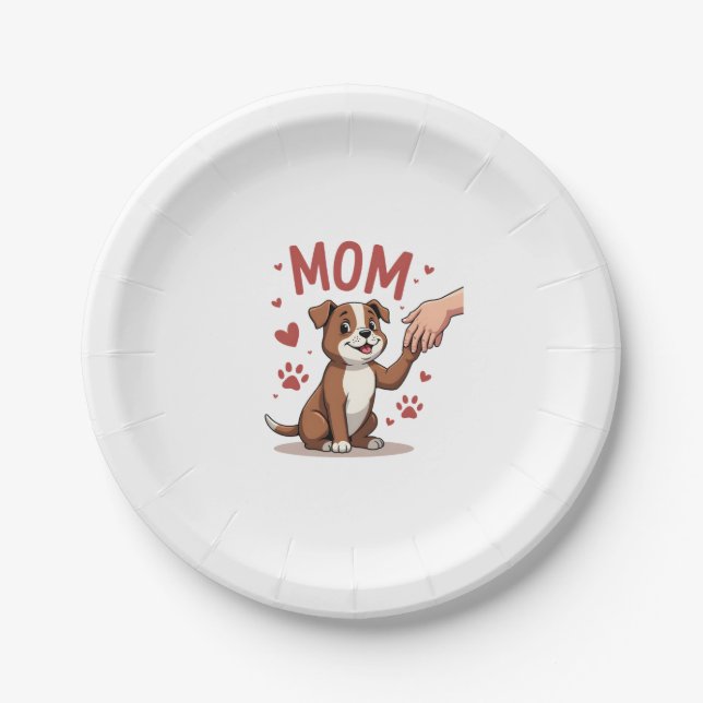 Assiettes En Carton American Bully Mama Cute Dog Mama Funny Women (Devant)