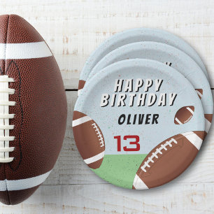 Assiettes En Carton American Football Ball Bonne fête d'anniversaire