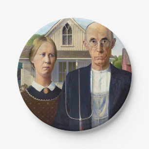Assiettes En Carton American gothique classique peinture Grant Wood