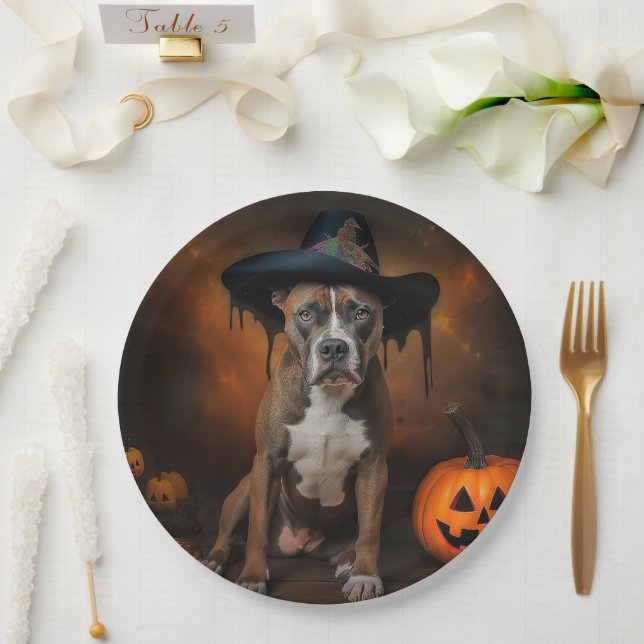 Assiettes En Carton American Staffordshire Citrouille Halloween effray (Mariage)