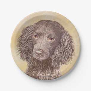 Assiettes En Carton American Water Spaniel Peinture - Original Dog Art