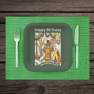 Assiettes En Carton Amérindienne d'Amérique de l'Ouest Femme Woods Gre