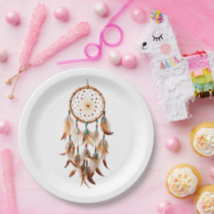 Assiettes En Carton Amérindiens Dreamcatcher Art Plumes magiques