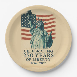 Assiettes En Carton Amérique 250 Ans Célébration Patriotique de la Lib