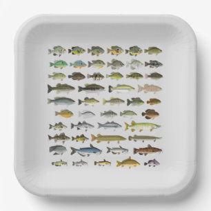 Assiettes En Carton Amérique du Nord Groupe de poissons d'eau douce t