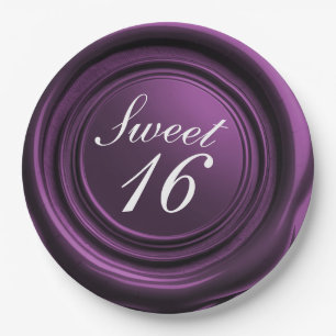 Assiettes En Carton Améthyste Wax Seal Drip Classy Sweet 16 Mariage
