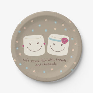 Assiettes En Carton Amis de guimauve et plaques à papier de chocolat