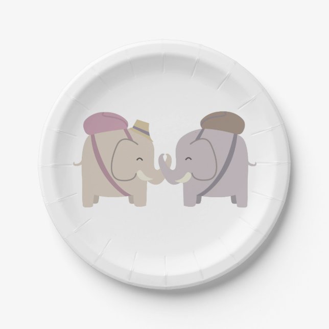 Assiettes En Carton amis éléphant (Devant)