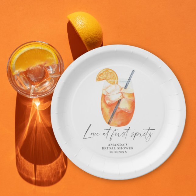 Assiettes En Carton Amour au premier spritz Bridal douche (Créateur téléchargé)