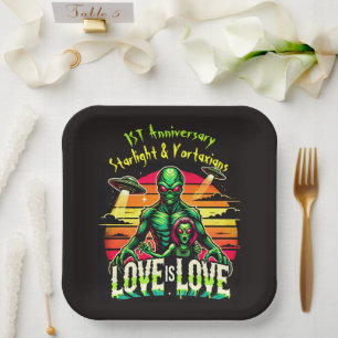 Assiettes En Carton Amour cosmique entre deux Aliens