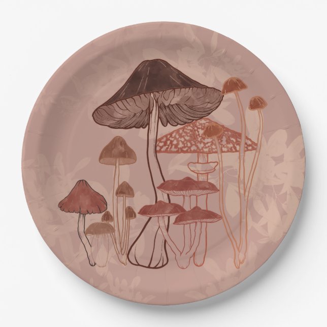 Assiettes En Carton Amour des champignons (Devant)