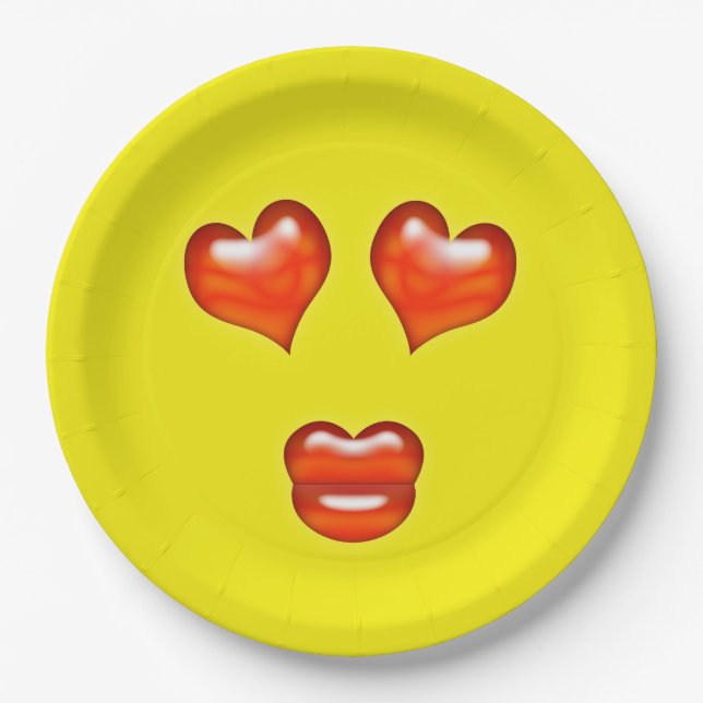 Assiettes En Carton Amour Emoji (Devant)