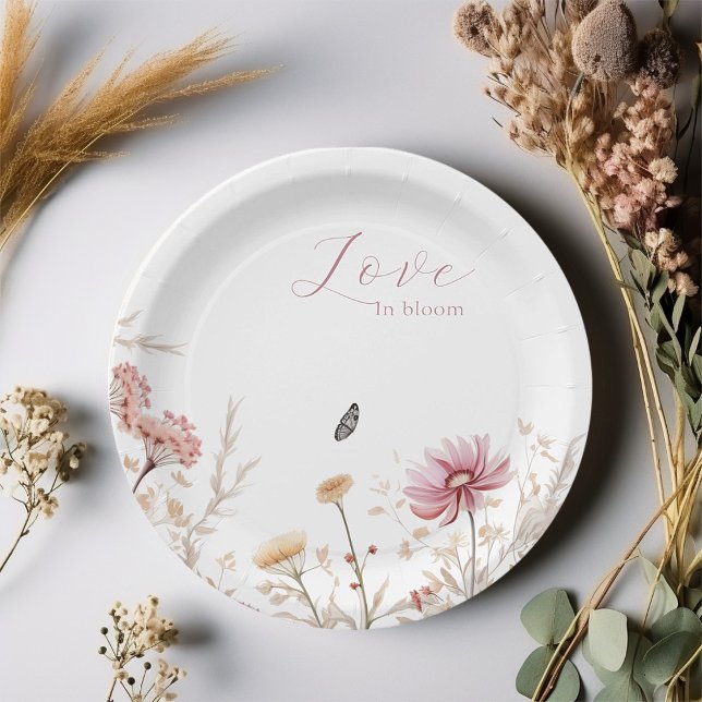 Assiettes En Carton Amour en fleur Douche nuptiale (Créateur téléchargé)