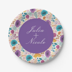 Assiettes En Carton Amour Fleurissant Floral Romantique Rose Violet Ma