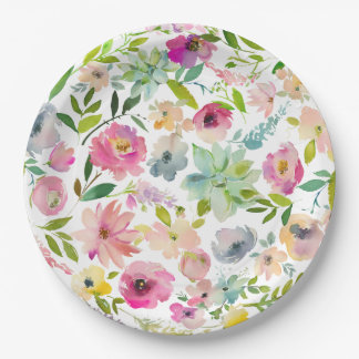 Assiettes En Carton Amour Floral Rose Printemps Pluie Mariage Bébé
