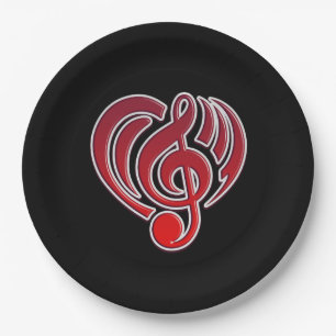 Assiettes En Carton Amour Musical Vibrations Note De Musique Rouge DJ