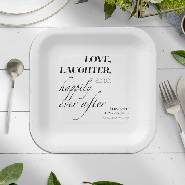 Assiettes En Carton Amour, rire et bonheur toujours après Mariage (Créateur téléchargé)