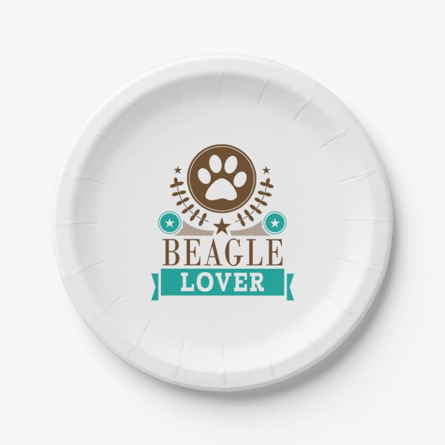 Assiettes En Carton Amoureux des chiens beagle (Devant)