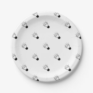 Assiettes En Carton Ampoule en noir et blanc