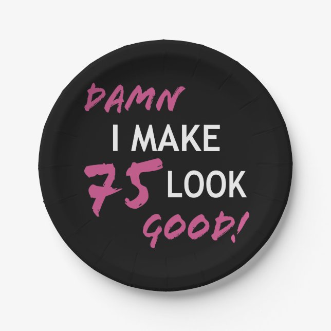 Assiettes En Carton Amusant 75e anniversaire semble bon (Devant)