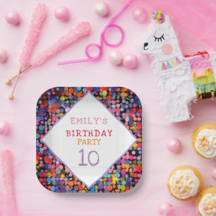 Assiettes En Carton Amusant coloré aquarelle Peinture Anniversaire de 