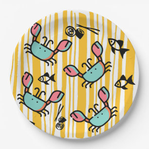 Assiettes En Carton Amusant crabe fruits de mer