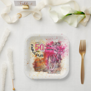 Assiettes En Carton Amusant Personnalisé Anniversaire Vintage Girly Bi