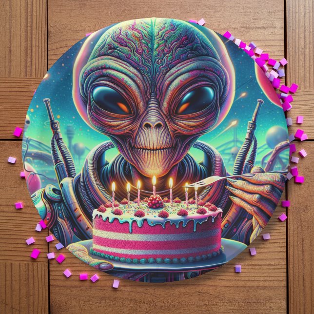 Assiettes En Carton Amusante fête d'anniversaire à thème Alien (Créateur téléchargé)
