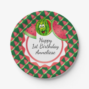 Assiettes En Carton Amusante Watermelon Thème d'anniversaire pour enfa
