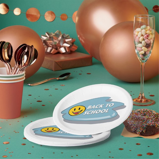 Assiettes En Carton Amusants de retour à l'école visage souriant (Créateur téléchargé)