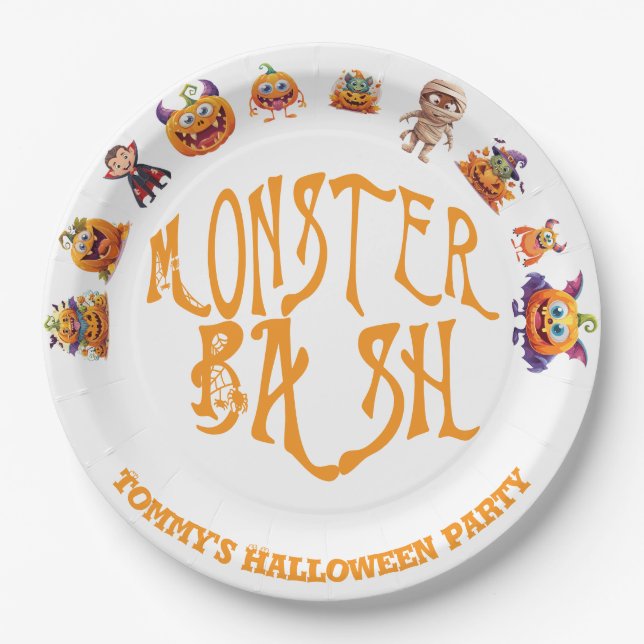 Assiettes En Carton Amusement Halloween Monster Bash  (Devant)