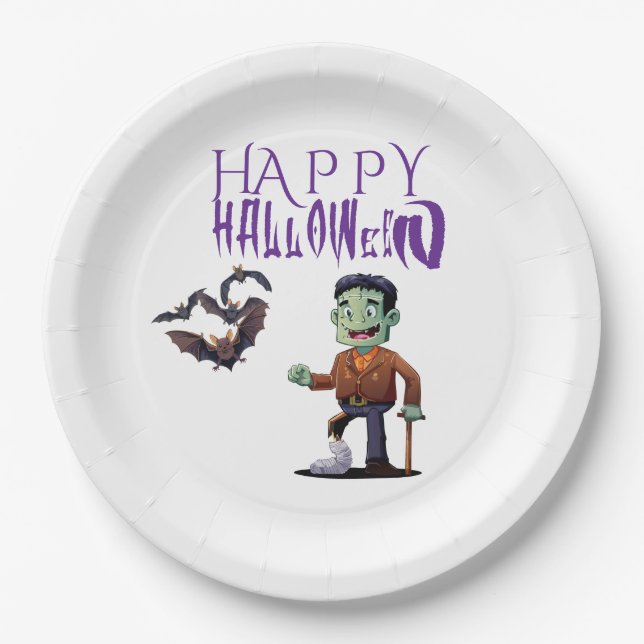 Assiettes En Carton Amusement Halloween personnalisable (Devant)