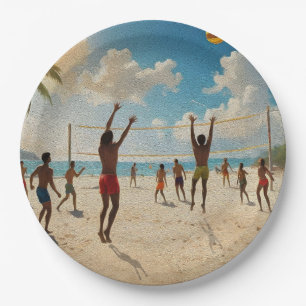 Assiettes En Carton Amusez-Vous Dans La Peinture À L'Huile De Volley-B