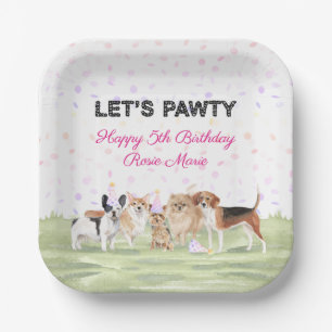 Assiettes En Carton Amusons Fun Let's Pawty Rose Custom Chien fête d'a