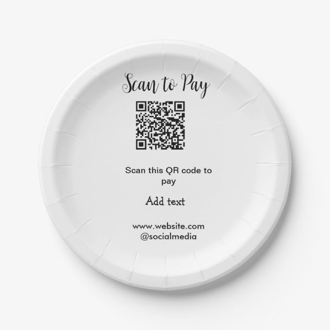 Assiettes En Carton Analyser pour payer scanner code QR ajouter des dé (Devant)
