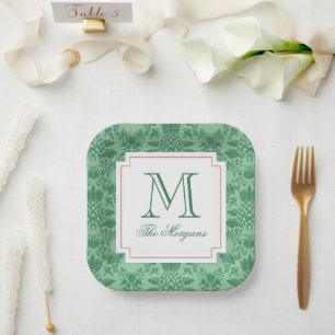 Assiettes En Carton Ananas de Noël festif Monogramme