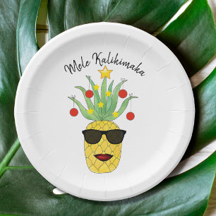 Assiettes En Carton Ananas Mele Kalikimaka