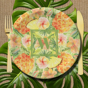Assiettes En Carton Ananas Monogramme