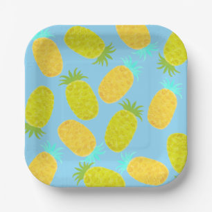 Assiettes En Carton Ananas Océan Motif Ciel 