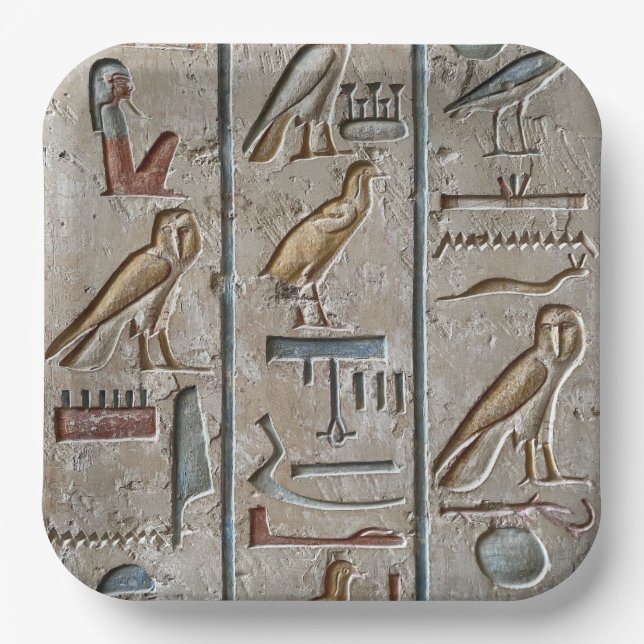 Assiettes En Carton Ancienne Egypte Hiéroglyphique gravé cadeau unique (Recto)