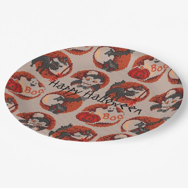 Assiettes En Carton Ancienne mode Halloween Faux Plaques de croix (Angle)