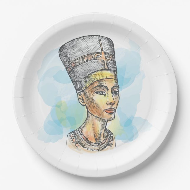 Assiettes En Carton Ancient Egyptian Queen Nefertiti Bust Sketch (Devant)